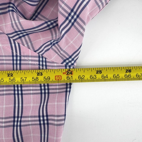 Brooks Brothers Regent Dress Shirt Mens 16.5 35 Pink Blue Plaid Non-Iron Cotton - Picture 8 of 9